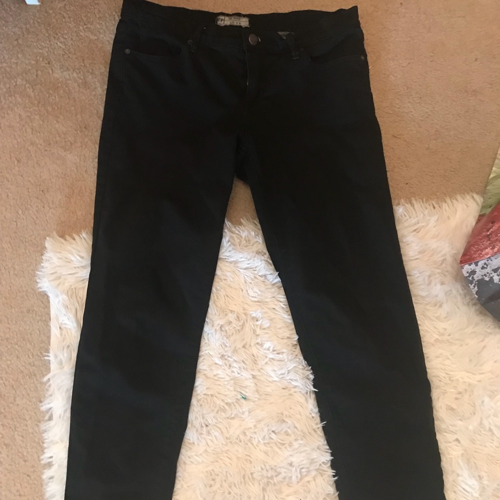 Black free people roller crop skinny jeans